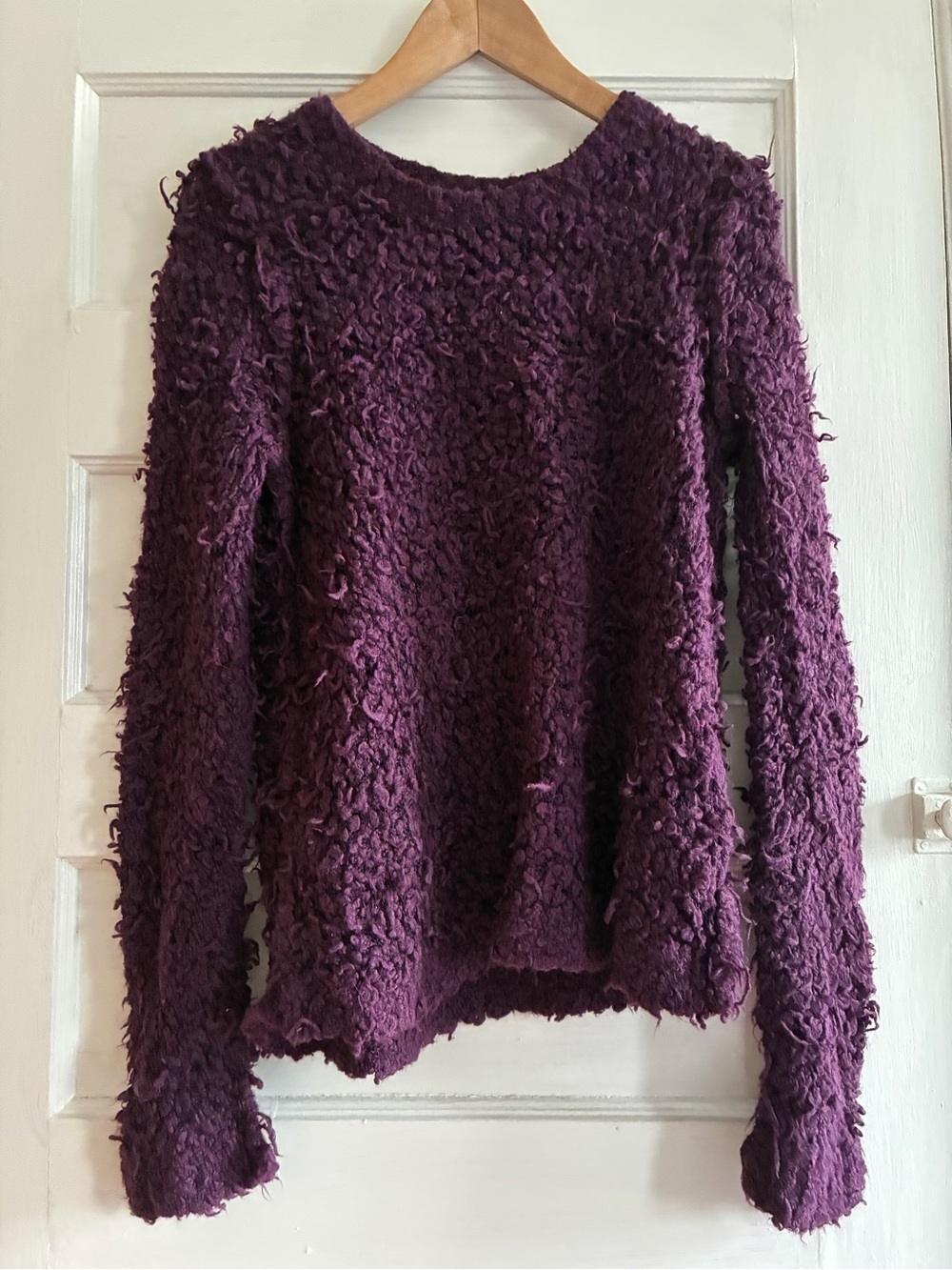 Free People Deep Purple Loop-Knit Crew Neck Sweater